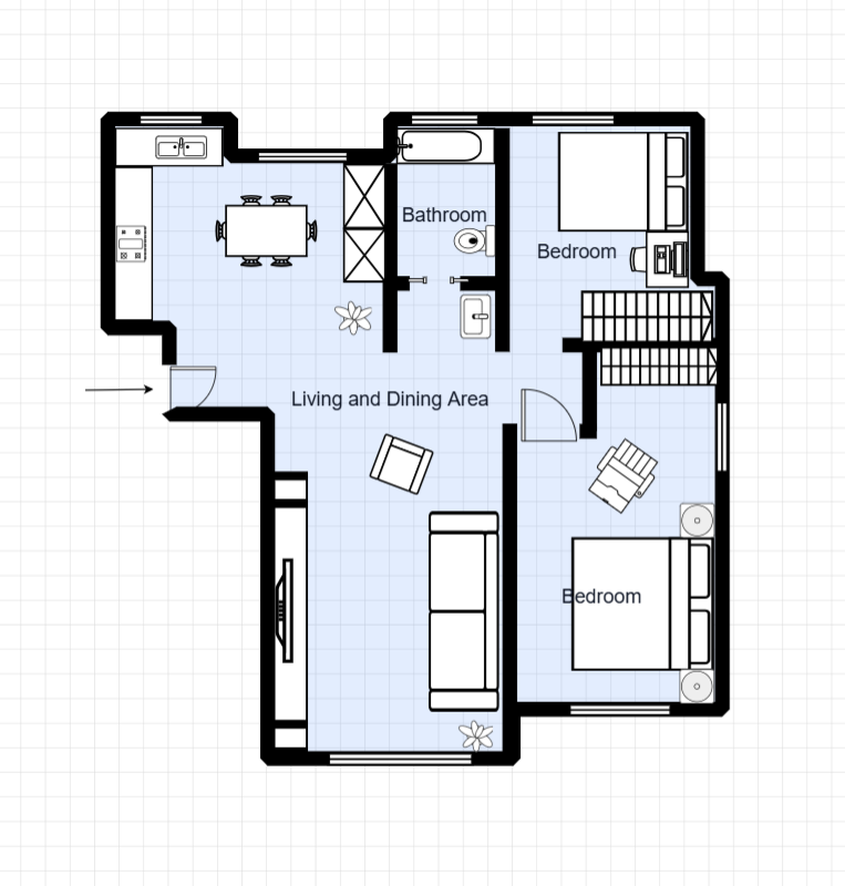 2 Bedroom Duplex Floor Plan