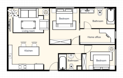 1 Bedroom Apartment with Home Office
